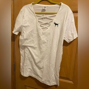 PINK Victoria's Secret White Short Sleeve Tee